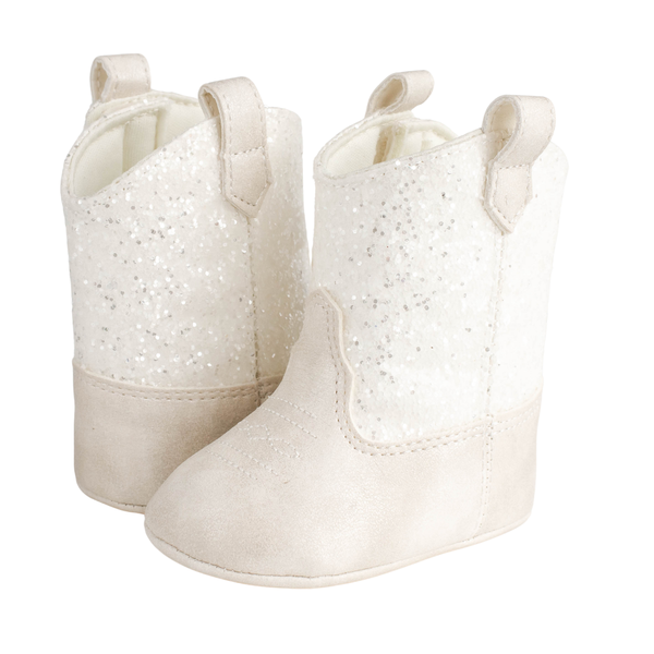 MISSY Infant Ivory Shimmer PU/Chunky Glitter Western Boot