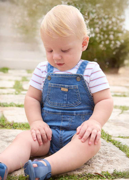 Denim and Stripe Tee Overall Set