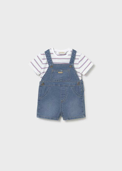 Denim and Stripe Tee Overall Set
