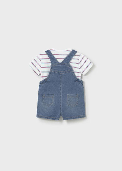 Denim and Stripe Tee Overall Set