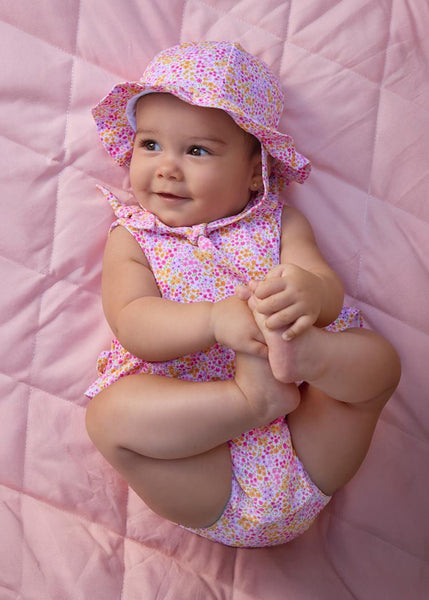 Rosa Floral Romper with Hat Set