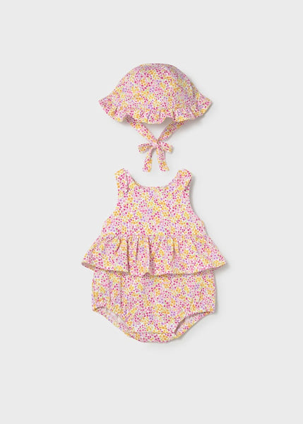 Rosa Floral Romper with Hat Set