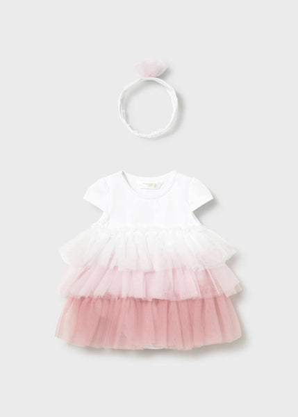 Baby Pink Newborn Girl Tulle Dress and Headband Set