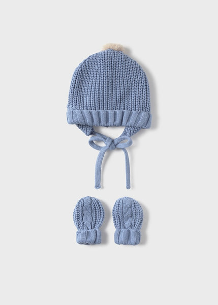 Newborn Hat and Mittens Set - Blue