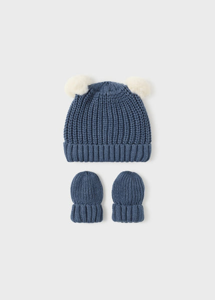 Newborn Knit Hat & Mittens Set-Ocean