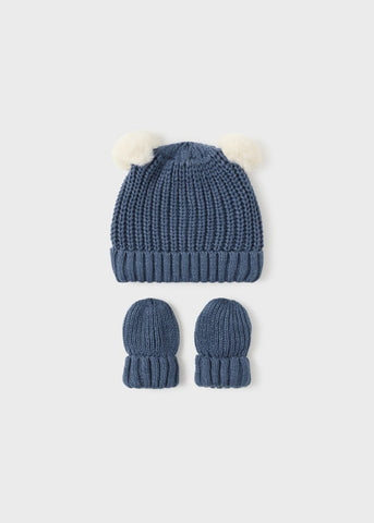 Newborn Knit Hat & Mittens Set-Ocean