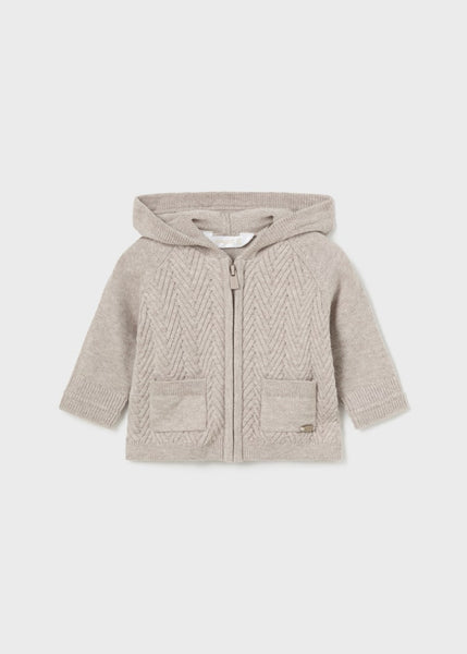 Newborn Knit Zip Jacket-Walnut