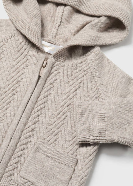 Newborn Knit Zip Jacket-Walnut