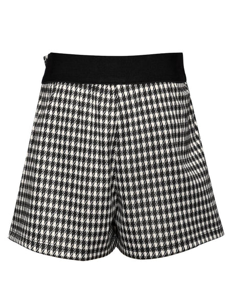 Black Houndstooth Pleat Skort