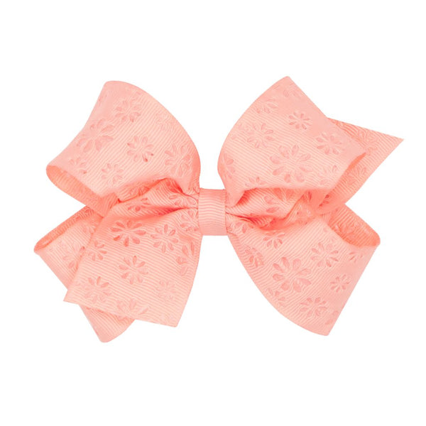 Medium Embossed Flower Pattern Grosgrain Bow