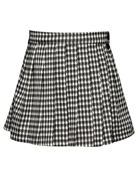 Black Houndstooth Pleat Skort