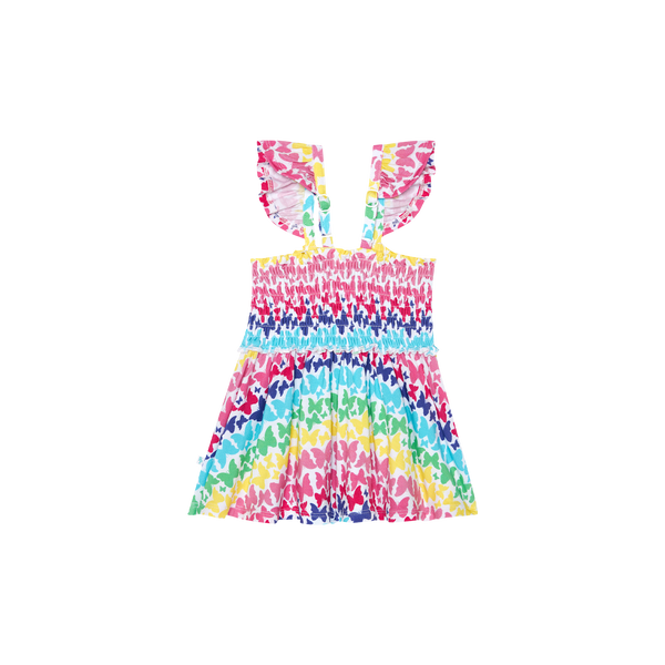 Rainbow Butterfly Smocked Flutter Sleeve Babydoll & Bloomer Set