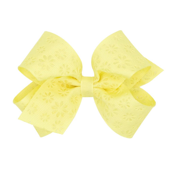 Medium Embossed Flower Pattern Grosgrain Bow