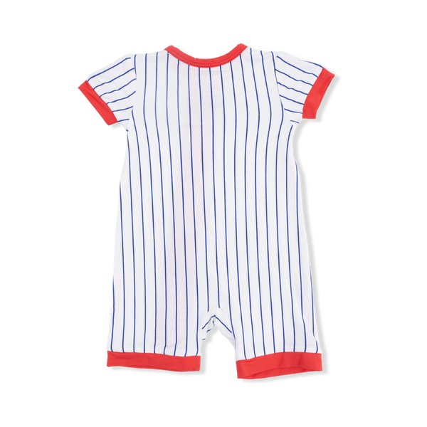 Shortie 2 Way Zipper Romper - Baseball Stripe