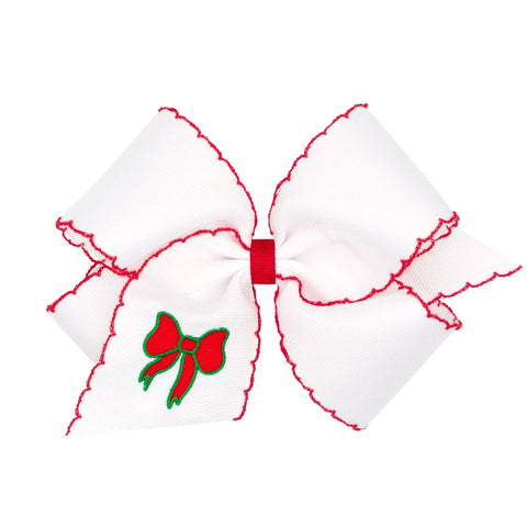 King Grosgrain Bow with Moonstitch Edge and Christmas Bow