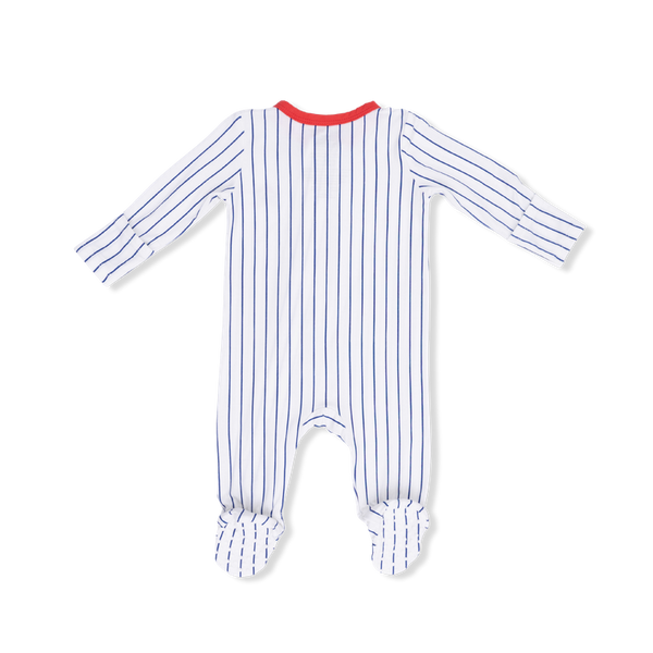 2 Way Zipper Footie - Baseball Stripe
