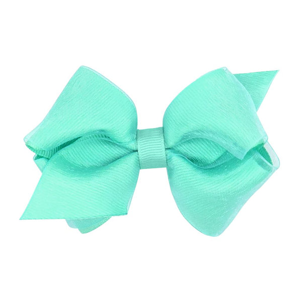 Extra Small Organza and Grosgrain Overlay Hair Bow
