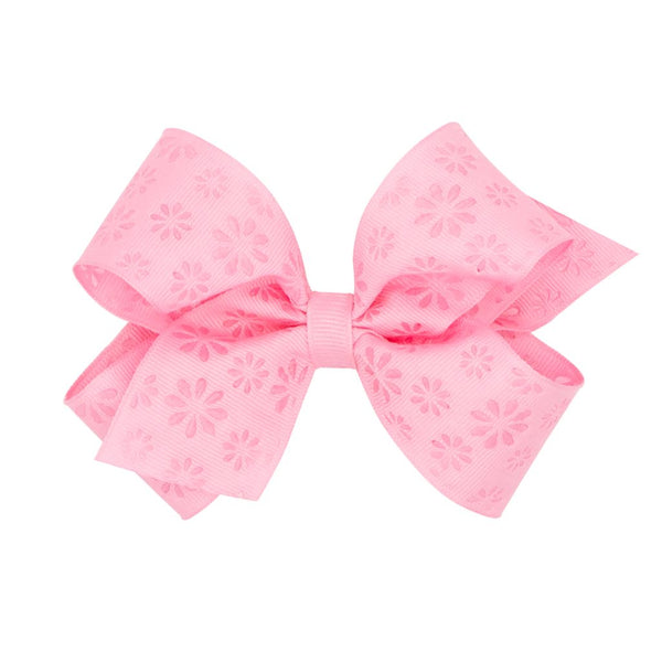 Medium Embossed Flower Pattern Grosgrain Bow