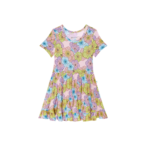 Kourtney Short Sleeve Ruffled Twirl Dress