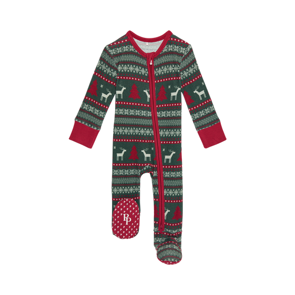 Holiday Flair Isle- Footie Zippered One Piece