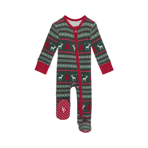 Holiday Flair Isle- Footie Zippered One Piece