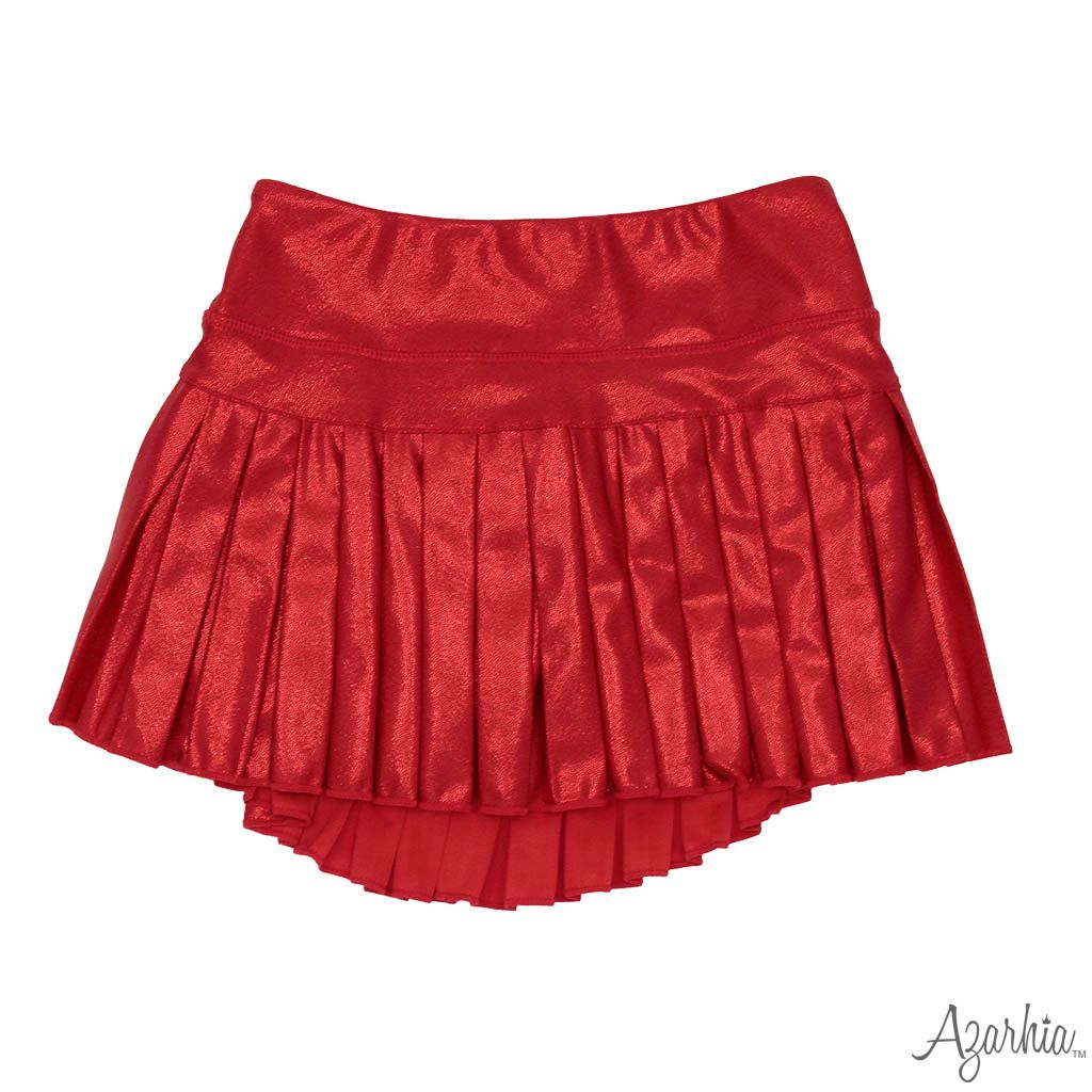 Red Shimmer Mini Pleated Skort
