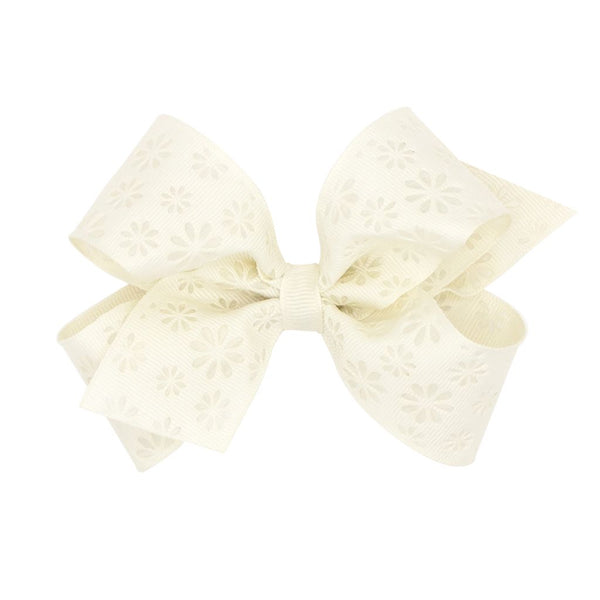 Medium Embossed Flower Pattern Grosgrain Bow