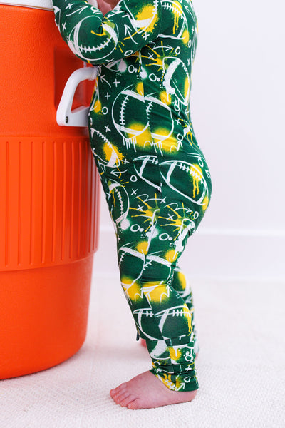 Green & Gold Graffiti Football Convertible Romper