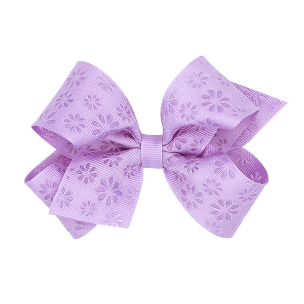 Medium Embossed Flower Pattern Grosgrain Bow