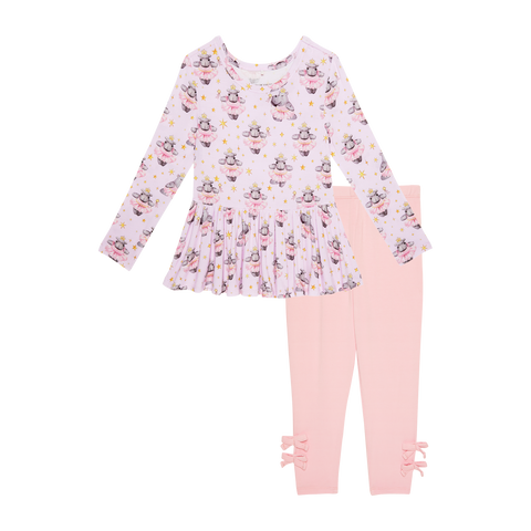 Philomena Peplum & Legging with Bows Set