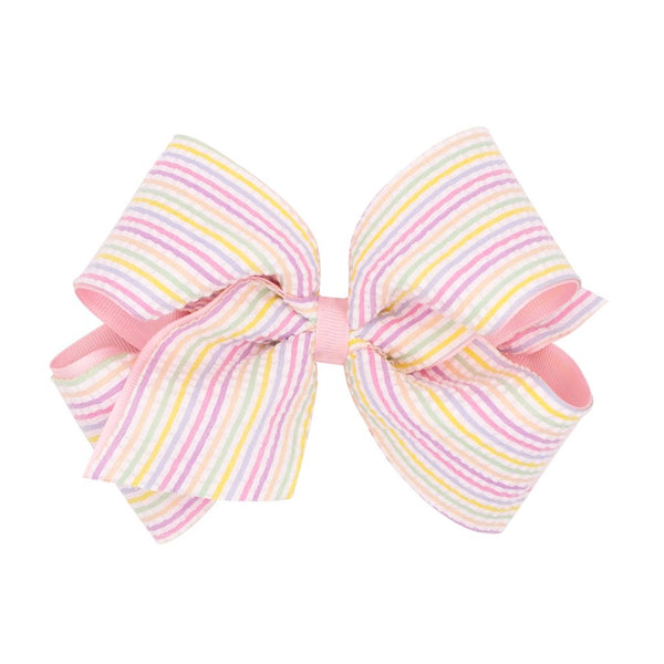 Medium Genuine Seersucker Fabric and Grosgrain Underlay Bow