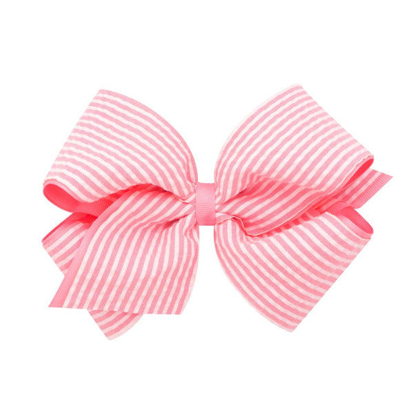 Medium Genuine Seersucker Fabric and Grosgrain Underlay Bow