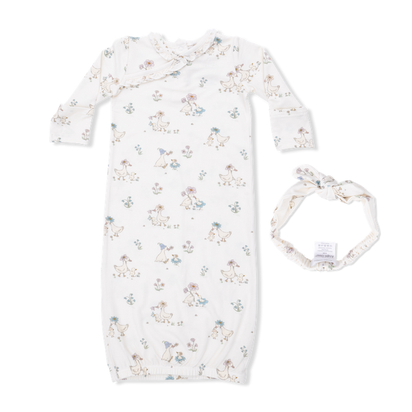Kimono Gown & Knot Headband Set - Flower Ducklings
