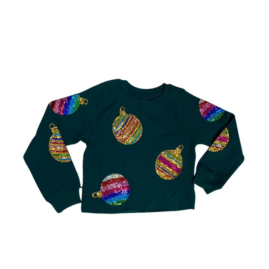 SEQUINS CHRISTMAS ORNAMENT CROP SWEATSHIRT