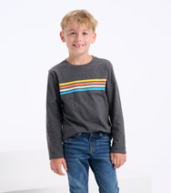 Boys Charcoal Striped Long Sleeve T-Shirt