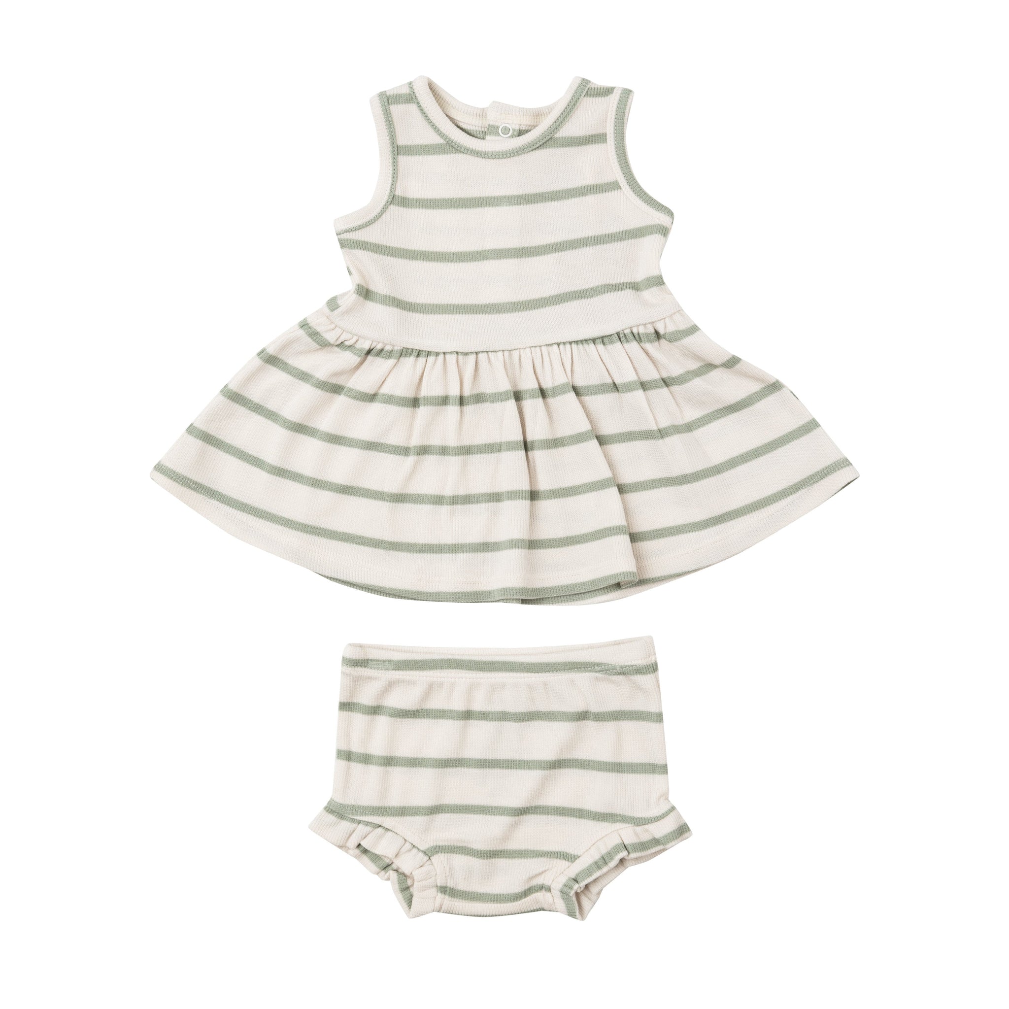 Sage and Sugar Stripe Dress w/Bloomers