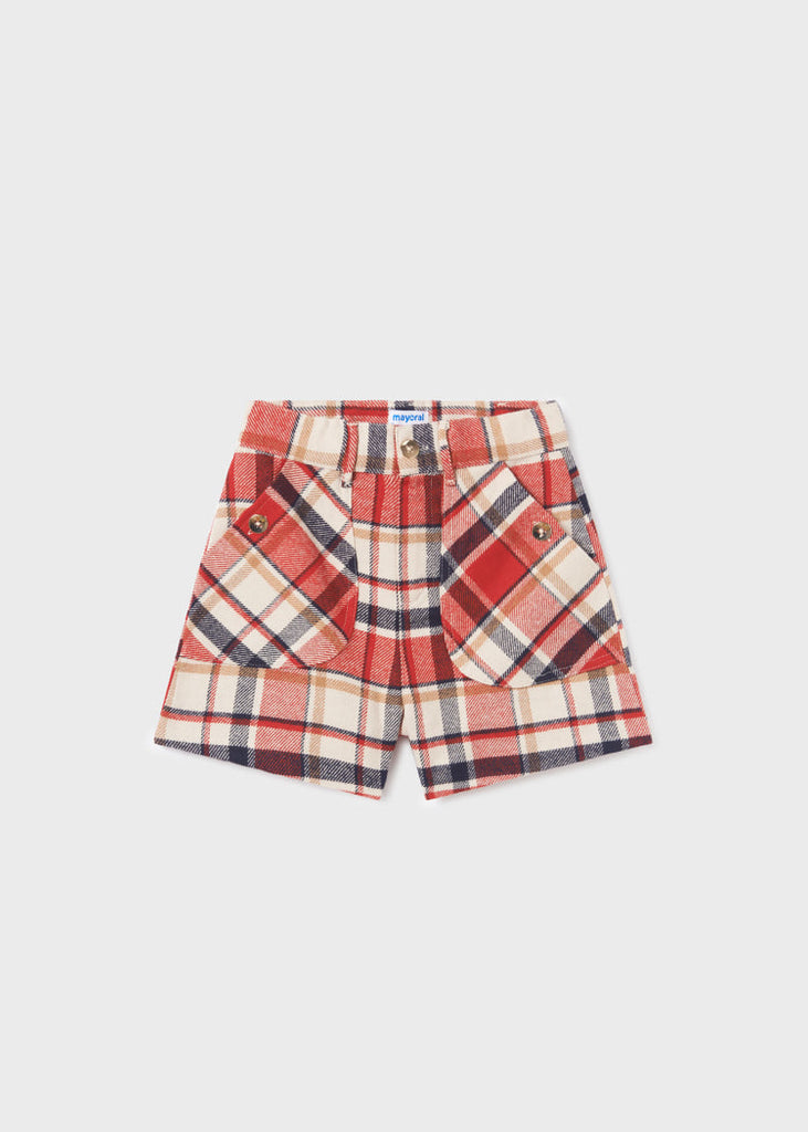 Plaid Shorts-Red/Navy/Cream - Main Image