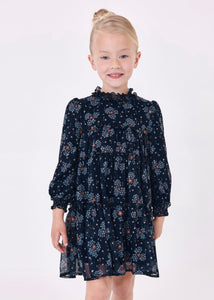 Navy Floral Tired Dress