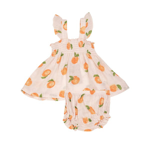 Ruffle Strap Smocked Top & Diaper Cover - Peaches