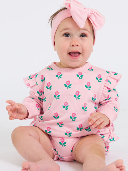 Zinnia Meadow Sweatshirt Bubble Romper