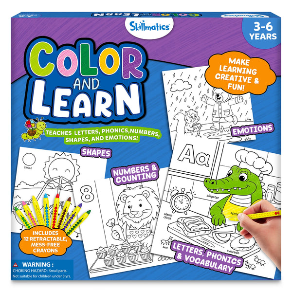 Skillmatics Color & Learn Activity Book – Letters, Numbers, Phonics & Shapes