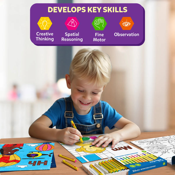 Skillmatics Color & Learn Activity Book – Letters, Numbers, Phonics & Shapes