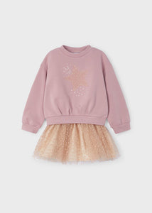 Rose Star Tulle skirt and sweatshirt set