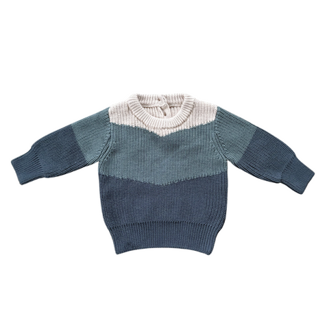 Colorblock Knit Sweater-Slate