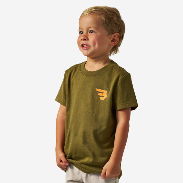 SHORT SLEEVE TEE - DEER FLYING B - ORANGE LOGO - HUNTER GREEN