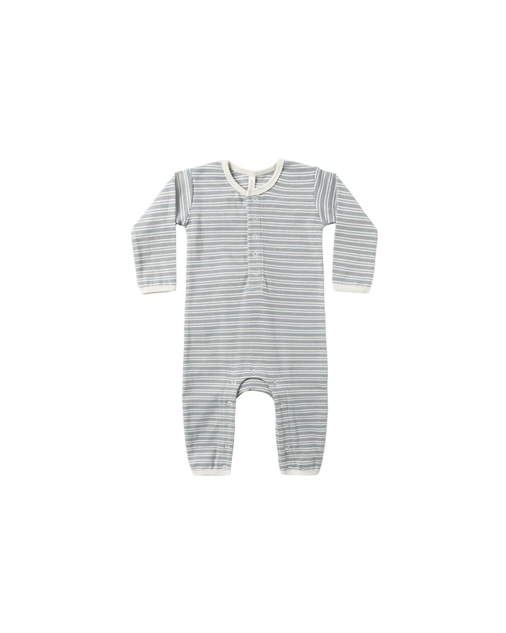 RIBBED BABY JUMPSUIT-STEEL BLUE MICRO STRIPE