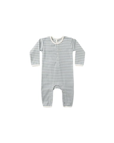 RIBBED BABY JUMPSUIT-STEEL BLUE MICRO STRIPE