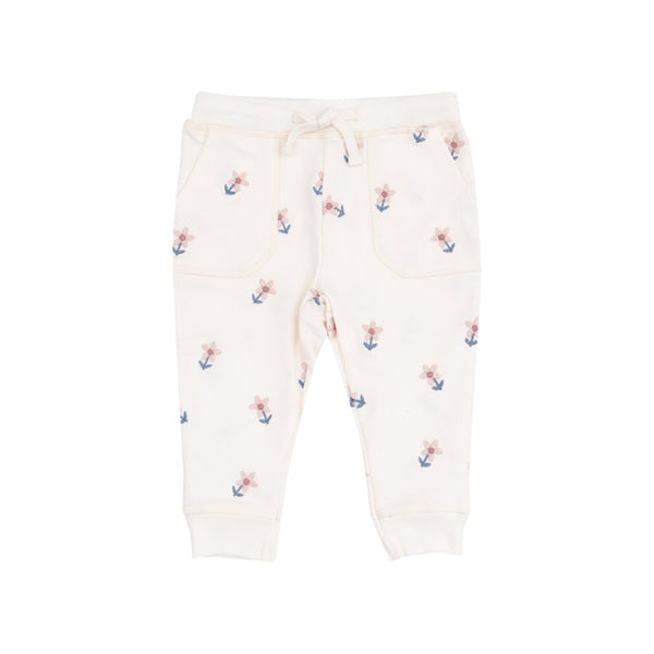 Danish Daisy French Terry Ruffle Patch Sweatshirt + Jogger