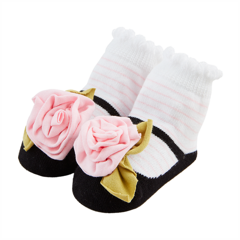 Stripe Rose Baby Socks