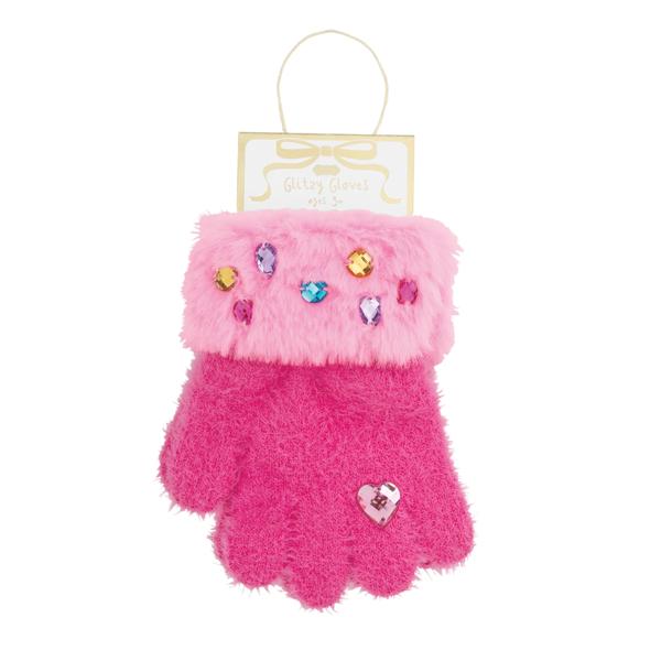 Glitzy Gloves - Pink, Hot Pink, White
